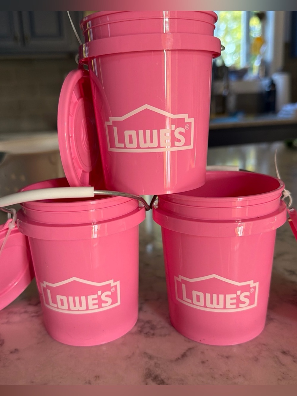 Set of 3 Lowes mini bucket 0.4-quart BPA-Free Food-Grade Plastic Mini Bucket Lid